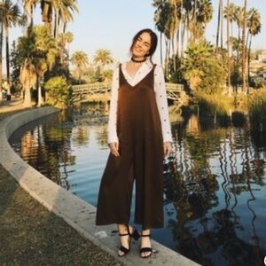 Lacausa satin olive jumpsuit xs